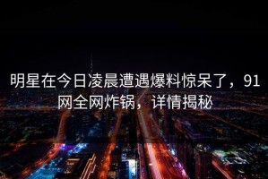 明星在今日凌晨遭遇爆料惊呆了，91网全网炸锅，详情揭秘