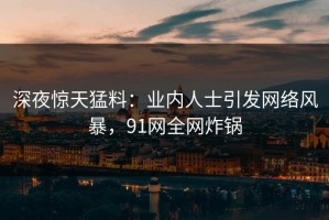 深夜惊天猛料：业内人士引发网络风暴，91网全网炸锅
