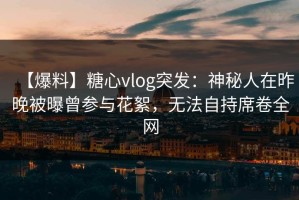 【爆料】糖心vlog突发：神秘人在昨晚被曝曾参与花絮，无法自持席卷全网