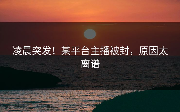 凌晨突发！某平台主播被封，原因太离谱