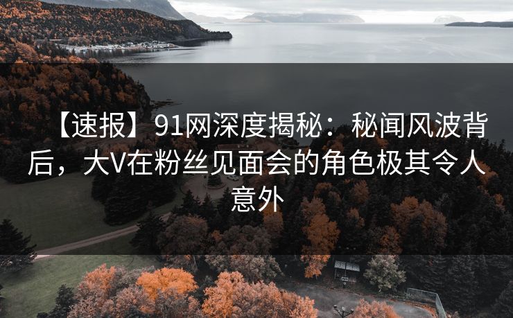 【速报】91网深度揭秘：秘闻风波背后，大V在粉丝见面会的角色极其令人意外