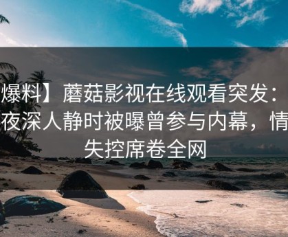 【爆料】蘑菇影视在线观看突发：大V在夜深人静时被曝曾参与内幕，情绪失控席卷全网