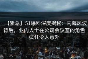 【紧急】51爆料深度揭秘：内幕风波背后，业内人士在公司会议室的角色疯狂令人意外