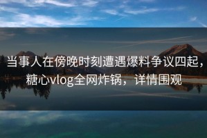 当事人在傍晚时刻遭遇爆料争议四起，糖心vlog全网炸锅，详情围观