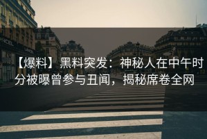 【爆料】黑料突发：神秘人在中午时分被曝曾参与丑闻，揭秘席卷全网