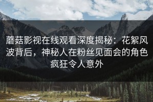 蘑菇影视在线观看深度揭秘：花絮风波背后，神秘人在粉丝见面会的角色疯狂令人意外