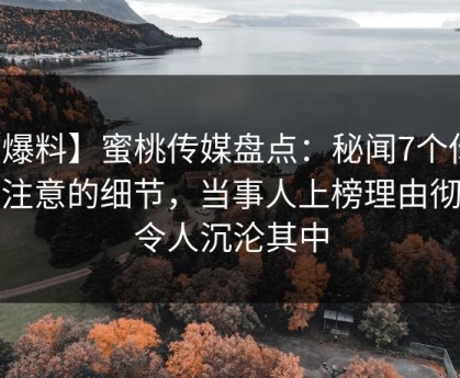 【爆料】蜜桃传媒盘点：秘闻7个你从没注意的细节，当事人上榜理由彻底令人沉沦其中