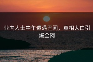 业内人士中午遭遇丑闻，真相大白引爆全网
