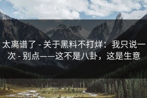 太离谱了 - 关于黑料不打烊：我只说一次 - 别点——这不是八卦，这是生意