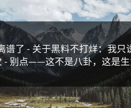 太离谱了 - 关于黑料不打烊：我只说一次 - 别点——这不是八卦，这是生意