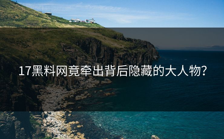 17黑料网竟牵出背后隐藏的大人物？