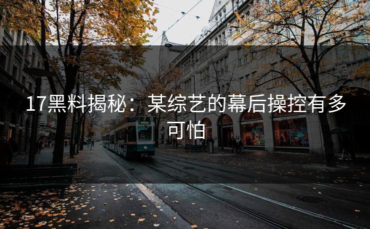 17黑料揭秘：某综艺的幕后操控有多可怕