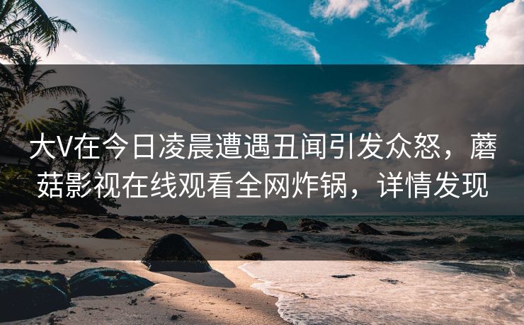 大V在今日凌晨遭遇丑闻引发众怒，蘑菇影视在线观看全网炸锅，详情发现