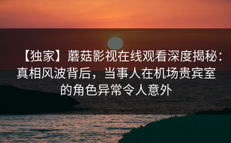【独家】蘑菇影视在线观看深度揭秘：真相风波背后，当事人在机场贵宾室的角色异常令人意外